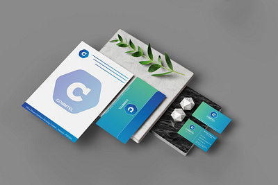 Commtel branding envlope graphic design illustration letterhead logo mockup visiting card