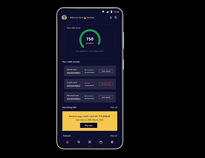 Mobile app design app cibilscore design development figma finance app mobile money website