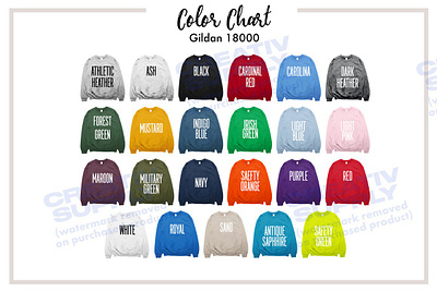 Gildan 18000 Sweatshirt Color Chart product mockup summer shirt