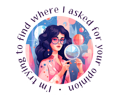 Feminist Sticker Scientist Girl with Magnifying Glass adobe illustration art design graphic design hi tech illustration