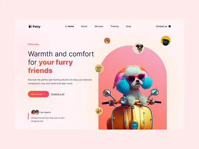 Petty- Pet heating solution web design ai beautifull clean design interface design light theme minimal minimal web modern modern design pet caring pet products pet web pet website template theme ui ui design web designer website