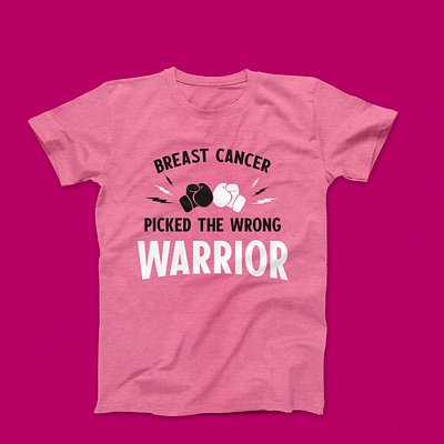 Breast Cancer Picked the Wrong Warrior awareness boxing breast cancer cancer fight lightning pink ribbon typography