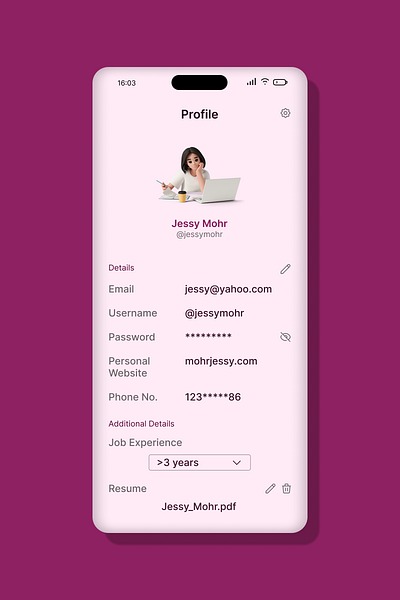 Profile Page UI app clean ui edit page minimal design profile page ui ui design