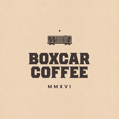 Boxcar Coffee Logo boxcar car coffee locomotive logo railroad train type typography vintage wood type