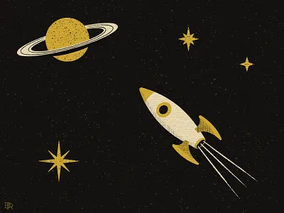 Mid-century Style Illustration #1_BRD_9-6-23 design illustration illustrator mid century procreate brushes retro rocket space