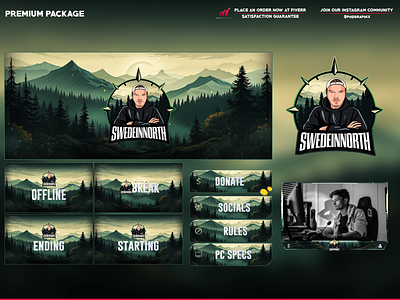 mountains/Nature look full twitch package branding design graphic design illustration logo streaming twitch twitch overlay ui vector