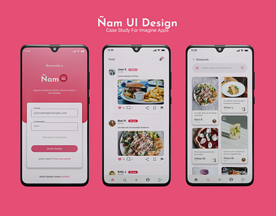 Ñam UI Design food app food social media food ui design recipe app ui