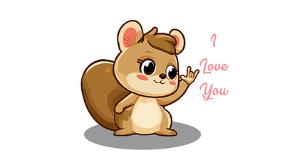 I Love You by Cute Little Squirrel beautiful cute illustration illustrator love minimal sign language squirrel vector you