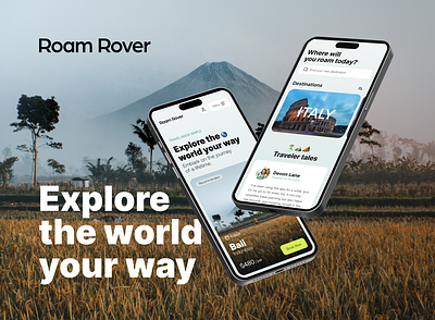 Roam Rover Travel App - UI Design app design design graphic design interfaces design mobile app product design react ui uiux user experience user interfaces vuejs web design wireframing