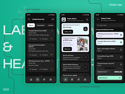 Lab & Health Test Application app app design clinic design health healthcare hospital lab test medical medtech mobile mobile app mobile app ui pathology app ui ui design