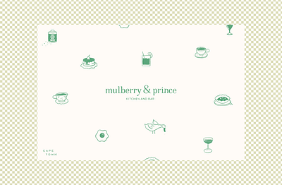 Cafe Mulberry and Prince branding icons illustrations menu visual identity