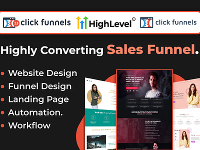 Sales Funnel and Landing page design. clickfunnels design gohighlevel graphic design landing page design sales funnel design ui ui design ux
