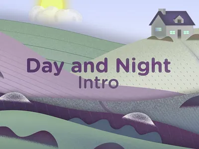Day Night after effects animation day design flat hills house illustration moon motion graphics night rancho sun village