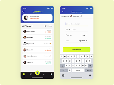 Splitwise Mobile App Redesign Concept app gradient mobile app money splitwise ui ux