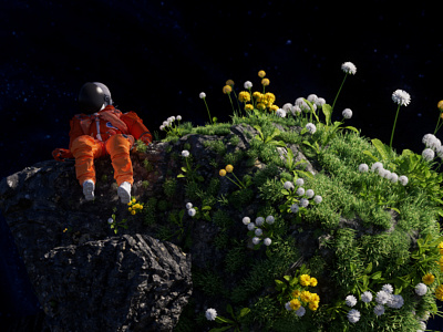Chilling @ comet 3d 3d animation animation astronaut cinema comet design emiliance galaxy maxon