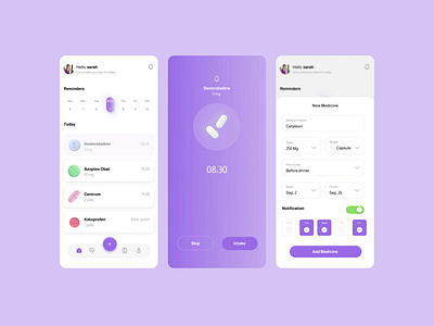 Medicine Reminder app app design medicine mobileapp reminder ui web