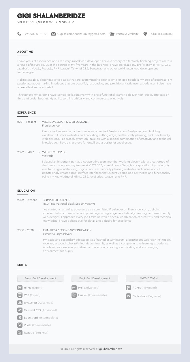 CV/RESUME clean cv design minimalist professional branding resume showcase simple ui ux