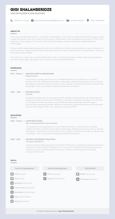 CV/RESUME clean cv design minimalist professional branding resume showcase simple ui ux