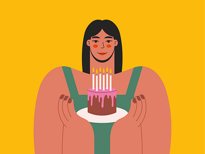 Birthday girl birthday birthday cake character flat design girl illustration vector