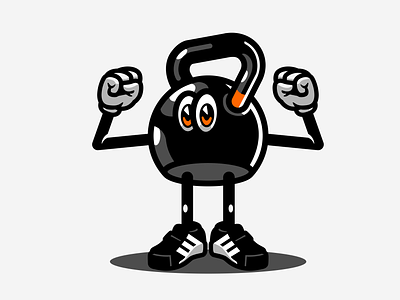 Kettlebell Fitness Gym branding cartoon design fitness graphic design gym icon illustration kettlebell logo modrn retro strong vector