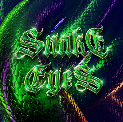 Snake Eyes 3d branding chromatic chrome design glow graphic design green logo shiny snake sparkle typo typography
