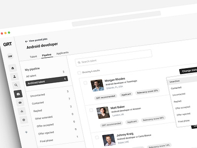 HR Technical Recruiter dashboard hr recruiter technical wireframe