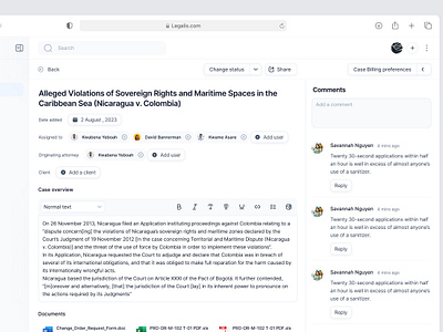 Case management for a legal management system dashboard legal product design ui