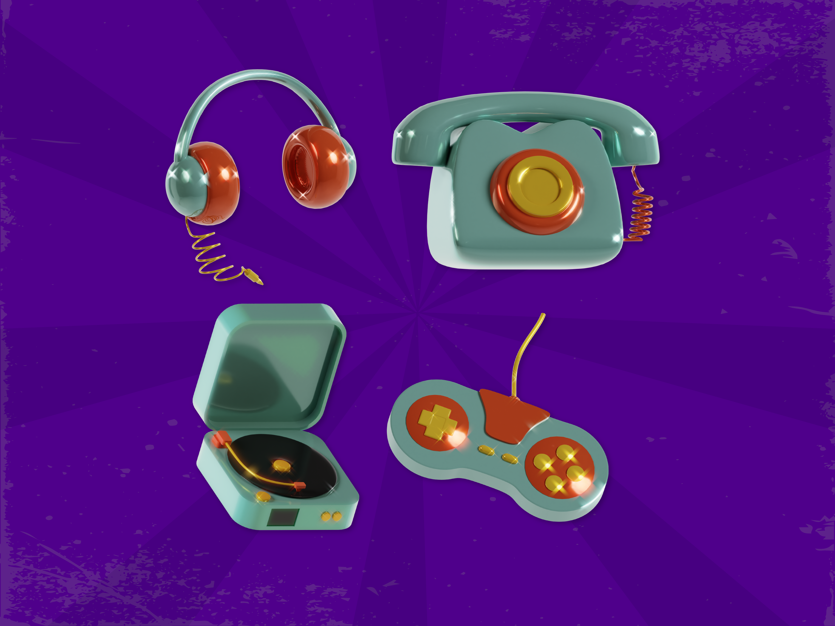 3d element retro 90's icons 3d icons 80s 90s design game controller groovy headphone hippie icon icons pack illustration phone retro ui ui ux ux