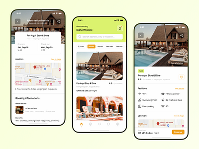 Hotel Booking App app application booking design holiday hotel mobile orange product travel trip ui vacation yellow