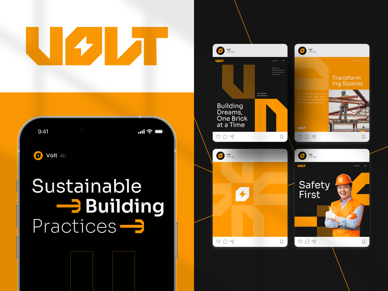 Volt Contractor - Social Media Design brand brand guidelines brand identity branding clean design contractor contractor agency identity logo logo design modern social media social media design visual identity