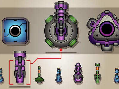 12 TOP DOWN TURRET GAME ASSET gun projectiles shooter spaceship tank top down shooter turret turret game asset turrets