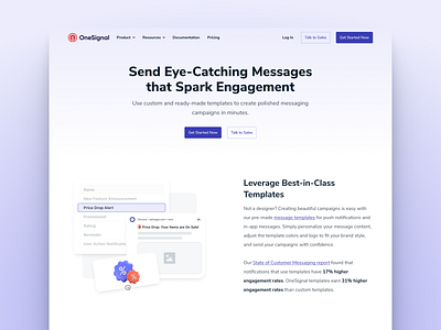 OneSignal Templates Page message messaging notification onesignal push ui