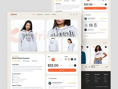 Zentrix - Ecommerce Detail Page cart checkout description detail page detail page fashion e comercce ecommerce ecommerce business fashion fashion marketplace fashion store marketplace online shopping product review sales testimonials ui ux web design