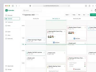 Calendar Dashboard calendar calendar dashboard event planner product design project project management project manager saas task task management time managemenet