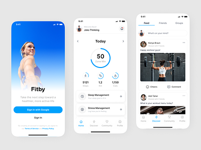 Fitby - Activity Management activity activity management activity tracker app clean daily goals design health app health tracker ios minimal mobile mobile app mobile app design onboarding sleep tracker step stracker ui ux wellness