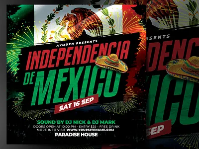Mexico Independence Day Flyer cinco de mayo event flyer flyer flyer design flyer template illustration independence day independencia mexican day mexicana party flyer poster print template psd file sombrero taco taco tuesday template template design