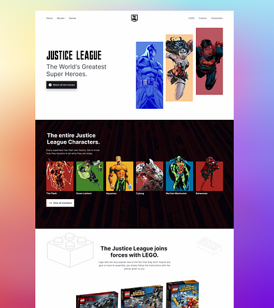 Justice League Web Page Concept ui web webdesign