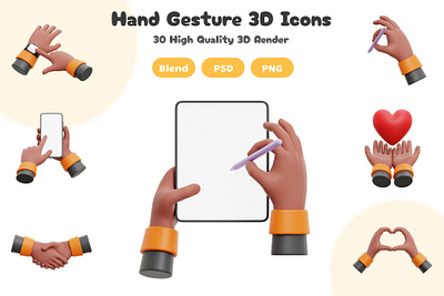Hand Gesture 3D Icon Set 3d 3d artwork 3d icon app blender blender 3d design gesture graphic design icon illustration render ui