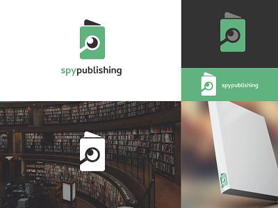 Spy Publishing Minimalist logo books branding graphic design green logo magnifying glass minimalist publisher publishing spy