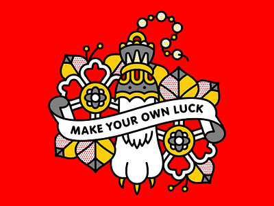 Make Your Own Luck floral flower foot halftone illustration luck lucky monoline rabbit superstition tattoo