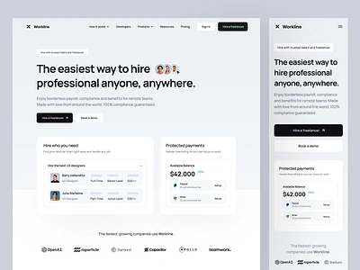 Workline - Landing Page branding clean design designer fiverr freelance freelancer graphic design landing page mobile responsive responsive design talent ui uidesign upwork ux uxdesign web design work