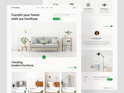 Furnidex - Modern Furniture Website Landing Page clean design ecommerce furniture homed core landing landing page marketplace shop sofa uidesign website websitedesign