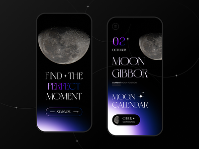 Moon Position App 🌖 3d agency app app design big text calendar figma font interactive ios ios app minimalist moon photography trend trends ui ui design ux ux design
