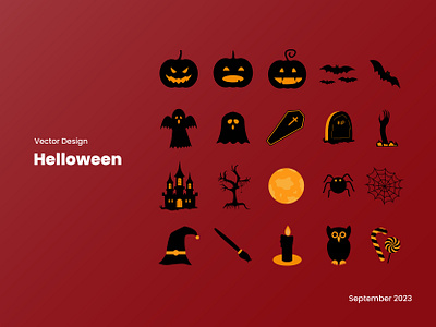 Vector Design - Halloween 🎃 animation branding design elements graphic design halloween icon icon design illustration logo motion graphics set ui uidesign vector