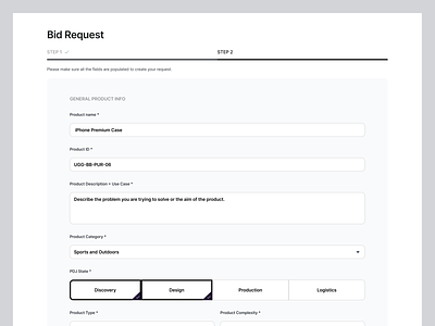 Bid Request form wireframe app design app designer bid request form uxui dashboard design design uxui form interface level minimal mobile app product saas ui design user center user experiance user interface uxdesign website wireframe