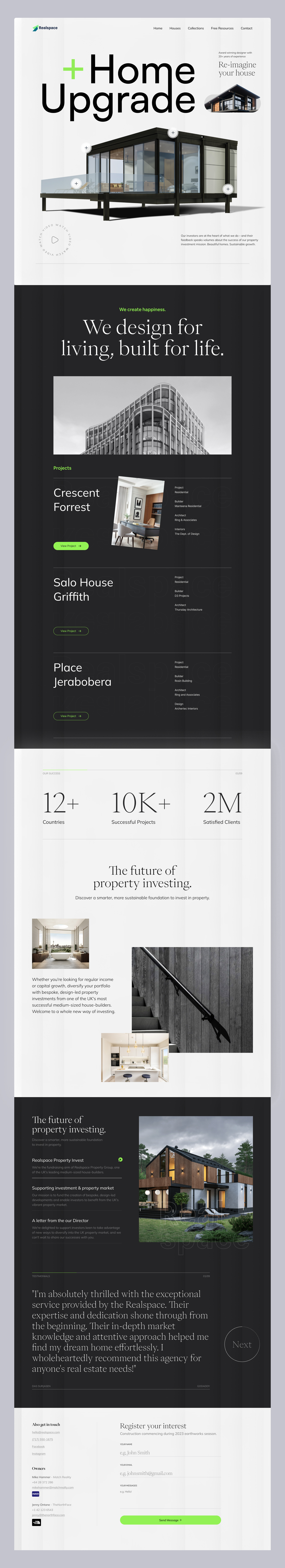 Realspace | Real Estate Website 3d animation bold clean home homepage house landing page property management real estate rental typography ui web design website