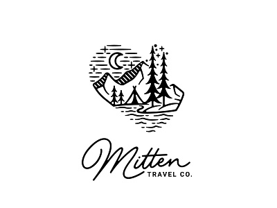 Mitten Travel Co adventure beach california design forest hand drawn hand lettering holiday illustration logo mountain outdoor trees tshirt design vintage winter