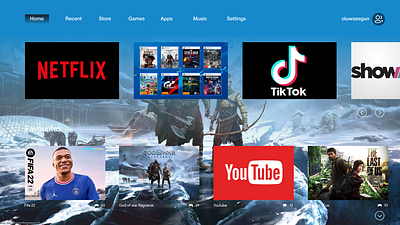 Combining smart tv system with gaming console OS app design figma ui ux web