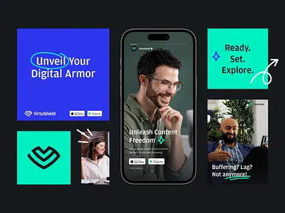 VirtuShield - Social Media brand guideline brand guidelines brand identity branding design graphic design logo social media visual identity vpn brand vpn branding vpn logo