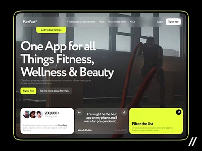 Fitness Club Mobile iOS App animation booking design fitness homepage landing landing page motion navigation online platform sport training ui ux web web design web interaction web ui